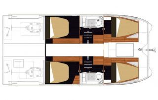 Fountaine Pajot MY 37 layout Power Catamaran Charter Croatia