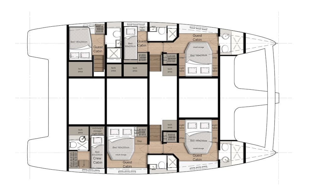 Sunreef 50 Catamaran Charter Croatia Original Layout 1