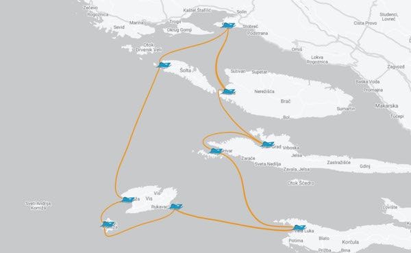 Itinerary Split - Hvar - Vela Luka