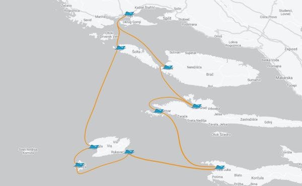 Itinerary Trogir - Hvar - Vela Luka
