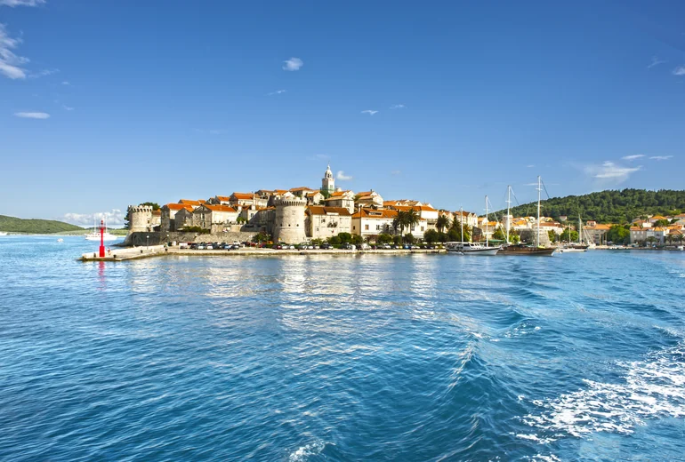 Catamaran in Dubrovnik area Adriatic anchorage