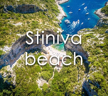 Stiniva beach on Vis — family-friendly cove anchorage in middle Dalmatia